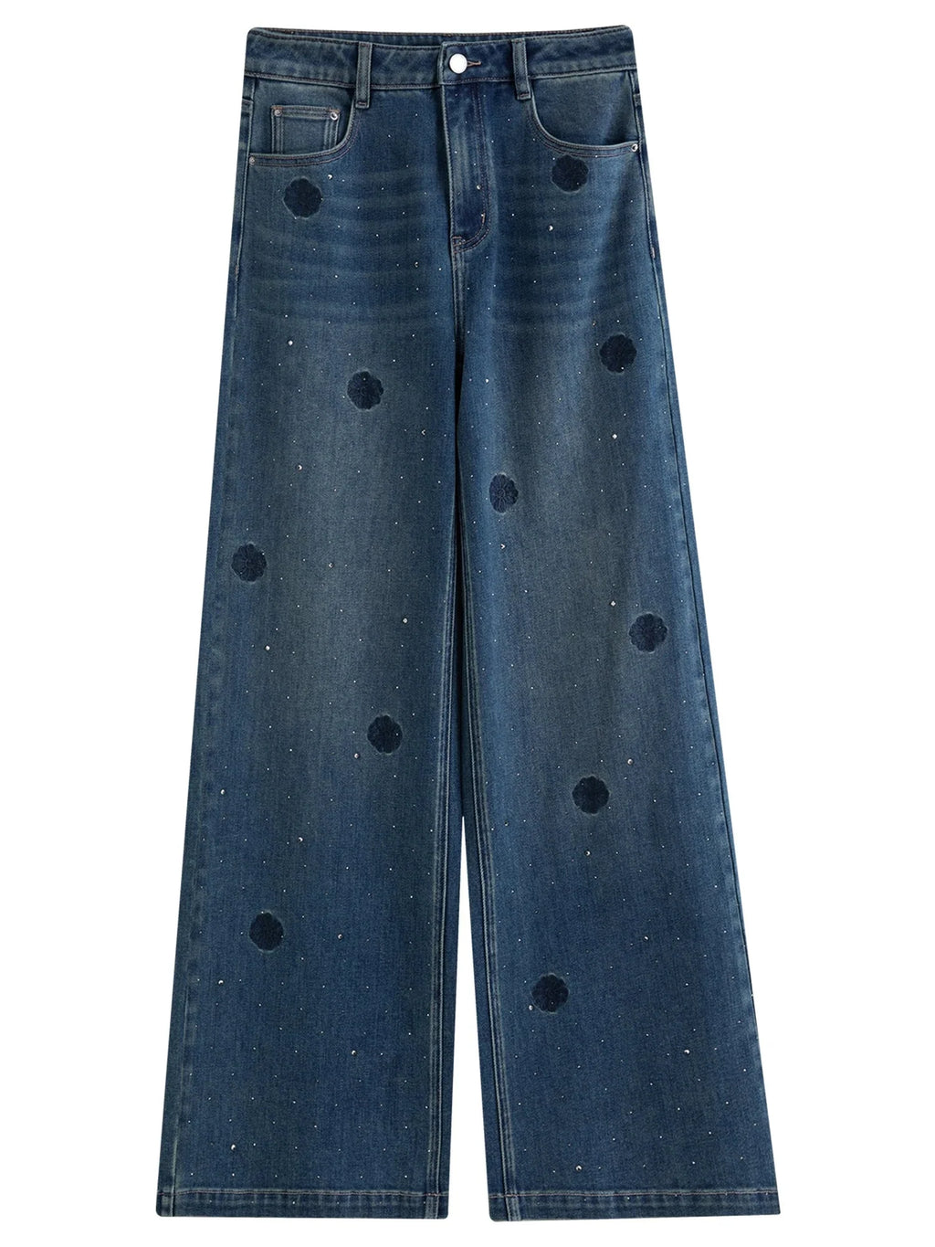 Vintage Straight-Leg Jeans Slim Fit Floor-Length Denim