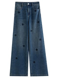 Vintage Straight-Leg Jeans Slim Fit Floor-Length Denim