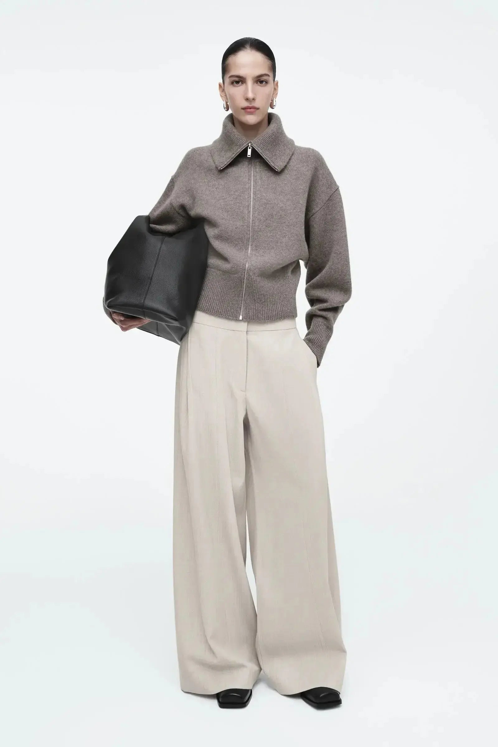 Waist-Cinching Knitted Jacket Casual Standard Fit
