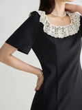 Elegant Black Lace Short Sleeve Long Dress