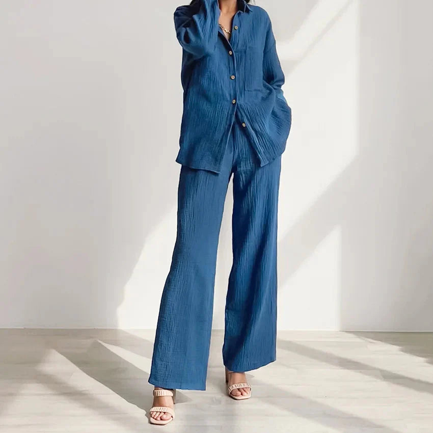 Women's 2-Piece Cotton Pajama Set Autumn Long Sleeve Sleepwear
