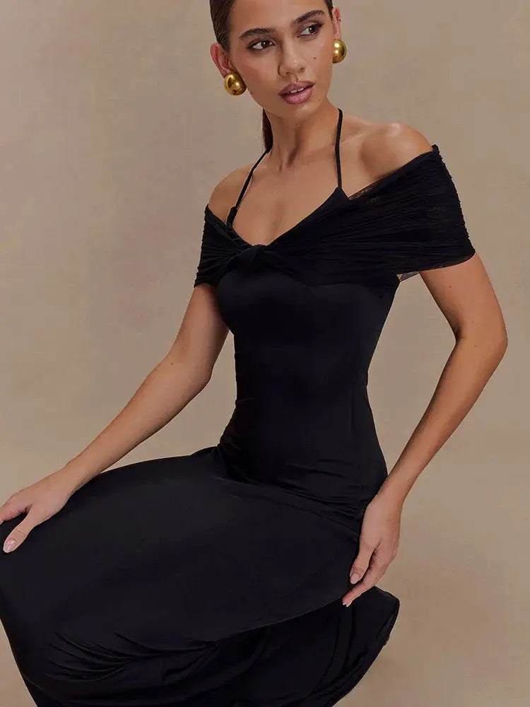 Elegant Off-Shoulder Backless Gown