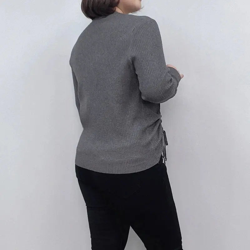 Plus Size Women's Long Sleeve Button Sweater