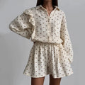Women’s Love Print Cotton Linen Pajama Set with Shorts