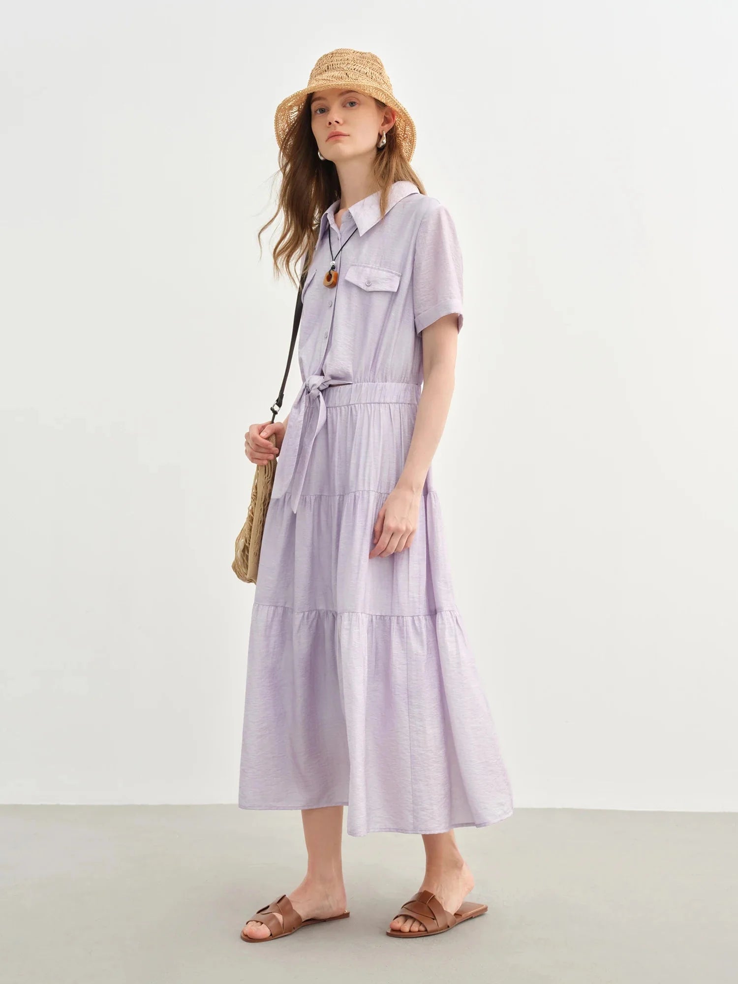Elegant Women’s Lyocell Shirt Dress Romantic Summer Chic