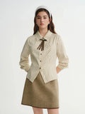 Plus Size Caramel Striped Layering Shirt