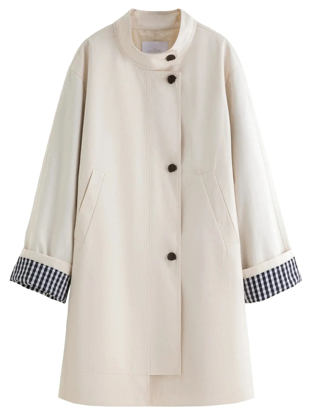 Women's Stand Collar Plaid Windbreaker