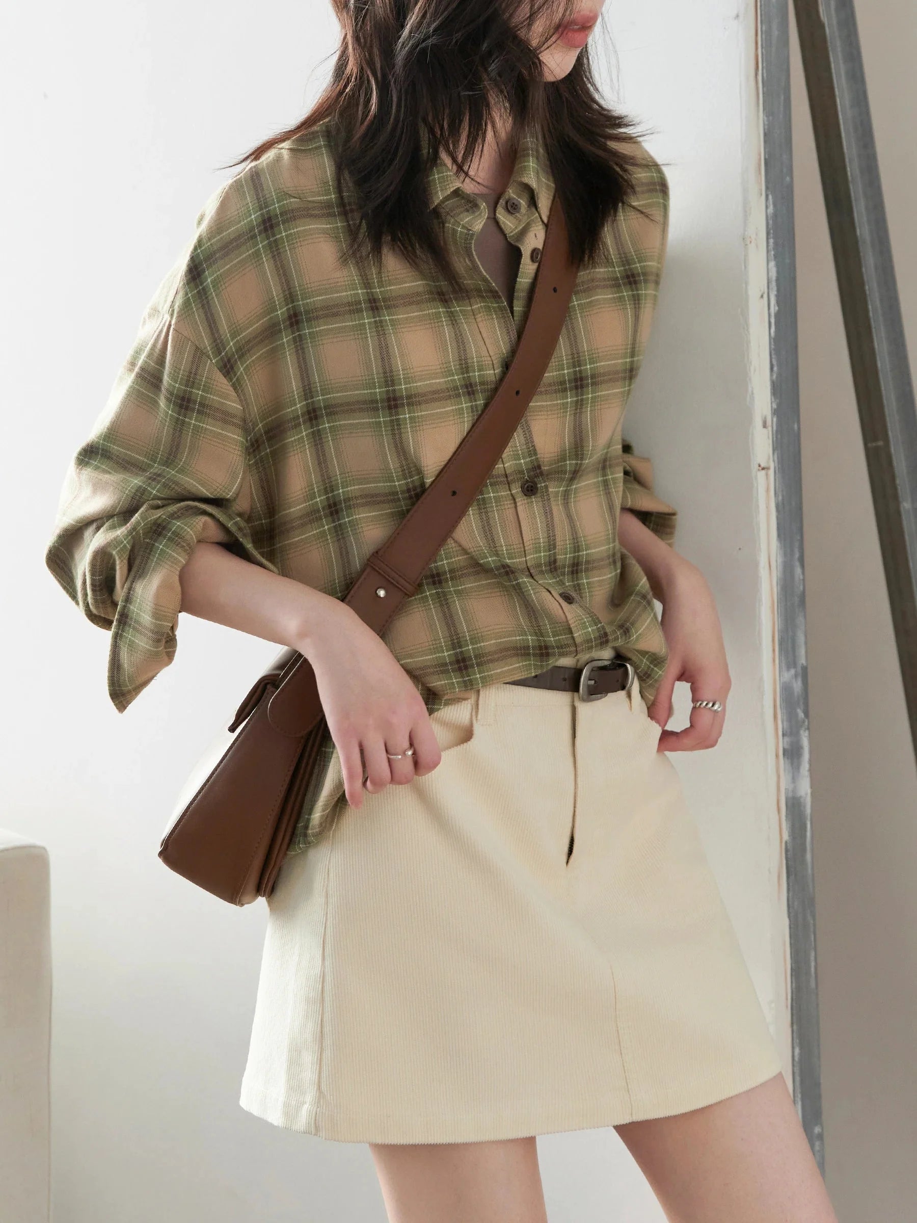 Women’s Retro High-Waisted Corduroy A-Line Skirt