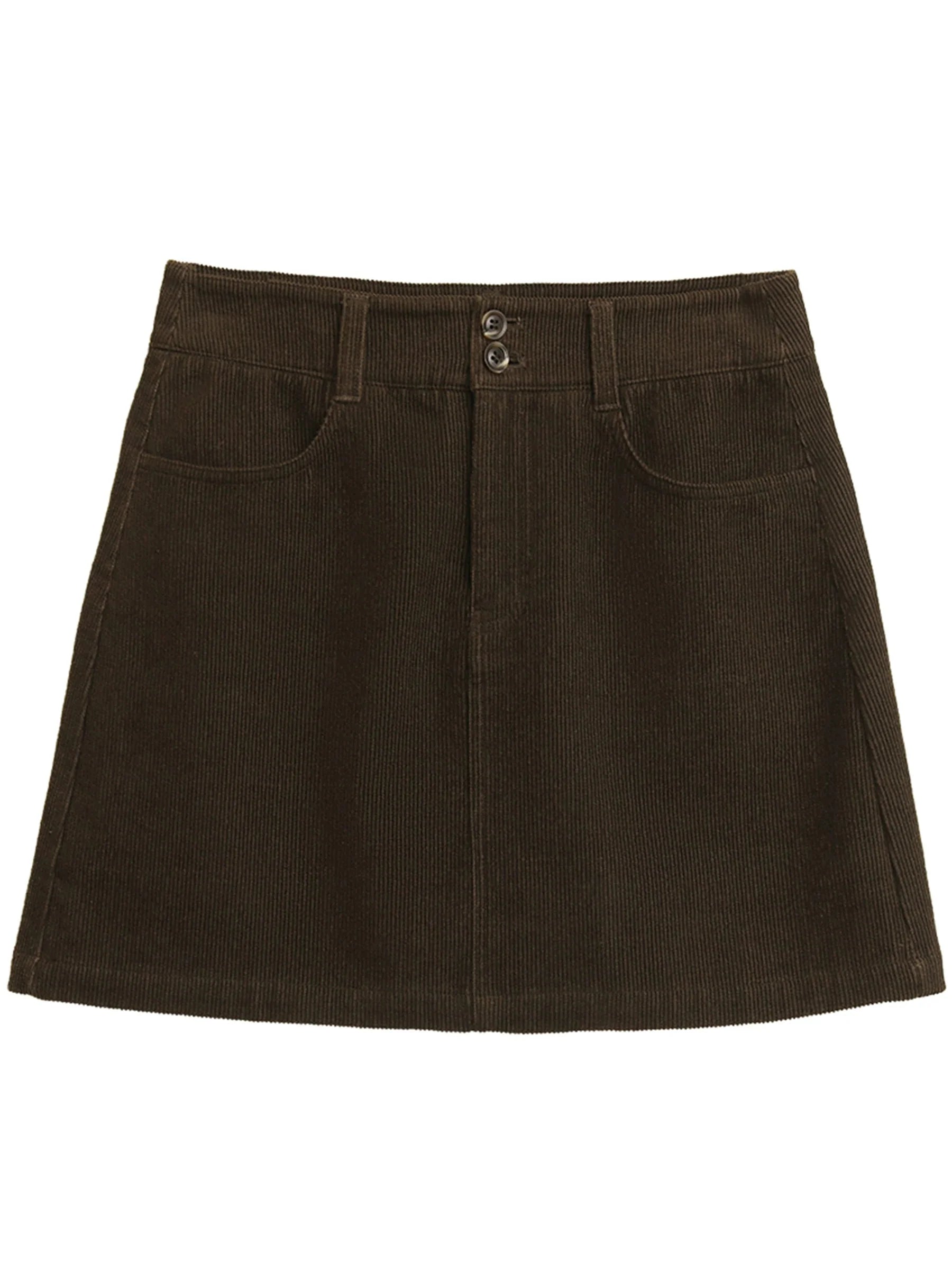 Women’s Retro High-Waisted Corduroy A-Line Skirt