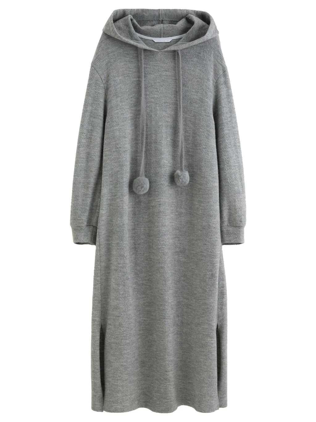 Hooded Knit Dress Drawstring Waist Winter Tunic