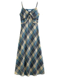 Women's Floral Checkered Maxi Dress