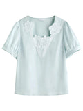 Plus Size Lace Blouse Summer Embroidery Top