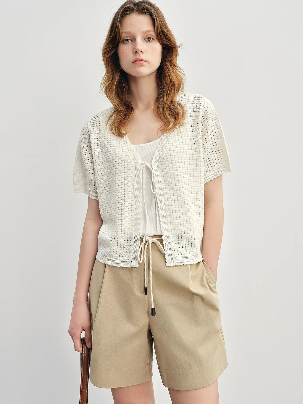 Textured Mesh Cardigan Relaxed Resort to Office Fit