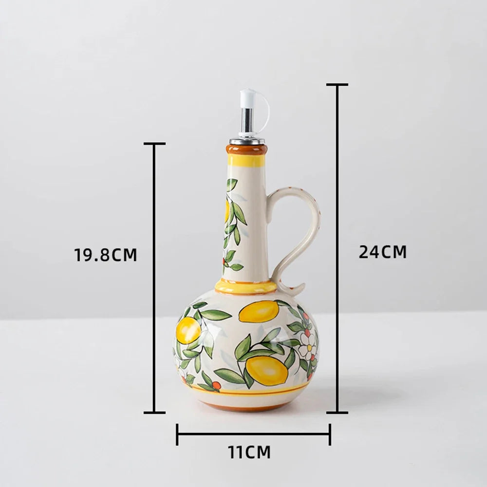 Olio d'Oliva Hand-Painted Ceramic Oil Dispenser