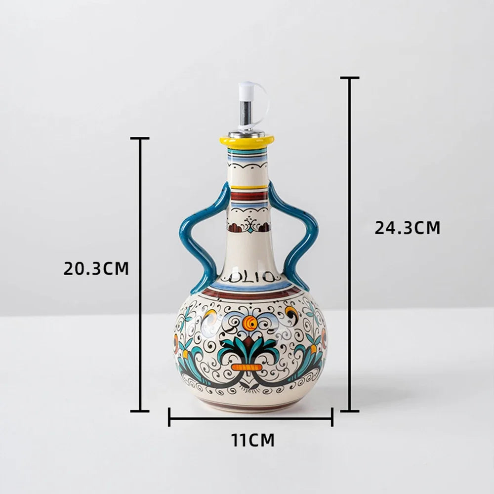 Olio d'Oliva Hand-Painted Ceramic Oil Dispenser