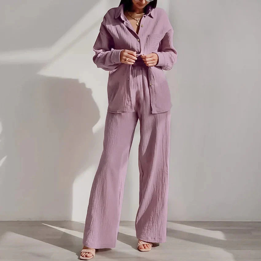 Women's 2-Piece Cotton Pajama Set Autumn Long Sleeve Sleepwear