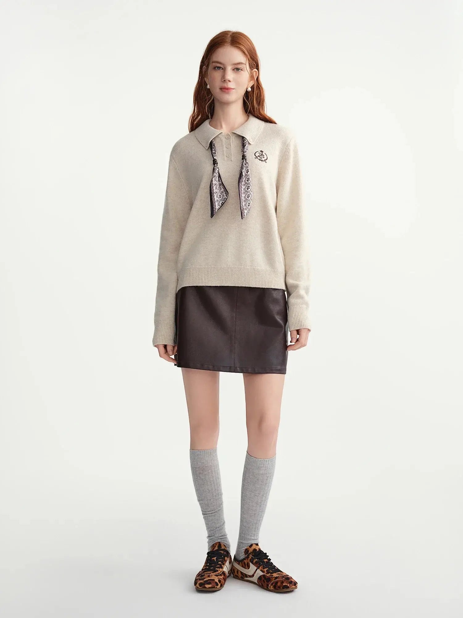 Women's Turn-Down Collar Knit Pullover
