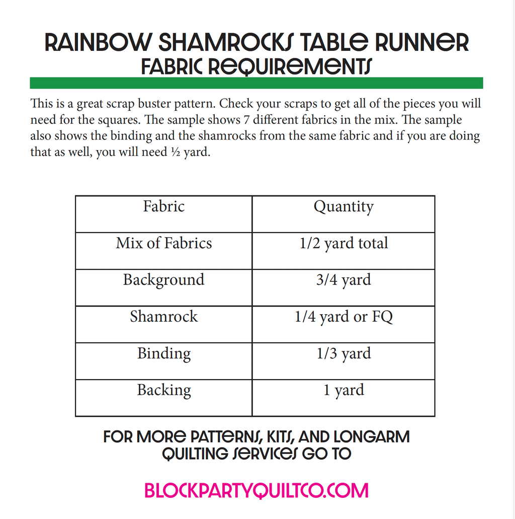 Shamrocks Table Runner Pattern