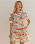 Malia Tulip Floral Print Cotton Puff Short Sleeve Mini Dress