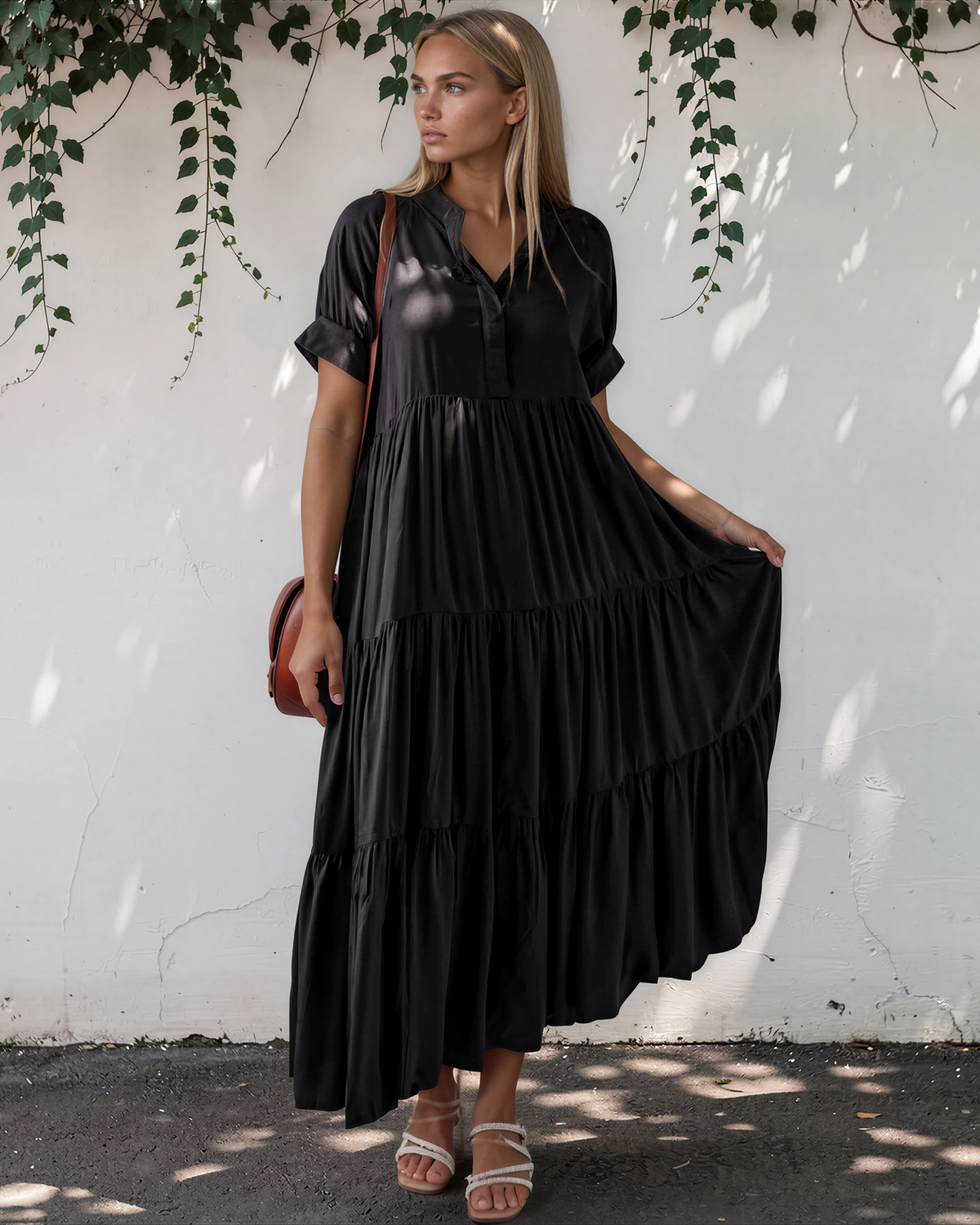 Selah Ruffle Tiered Long Flared Dress