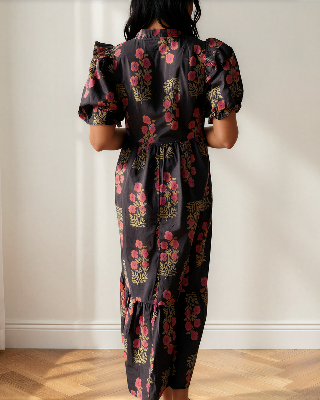 Kali Short Bubble Sleeve Tiered Maxi Dress