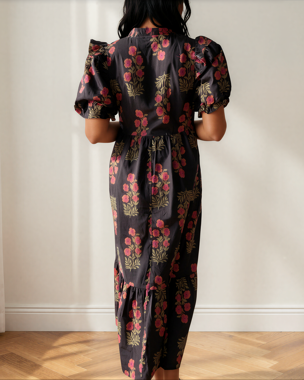 Kali Short Bubble Sleeve Tiered Maxi Dress