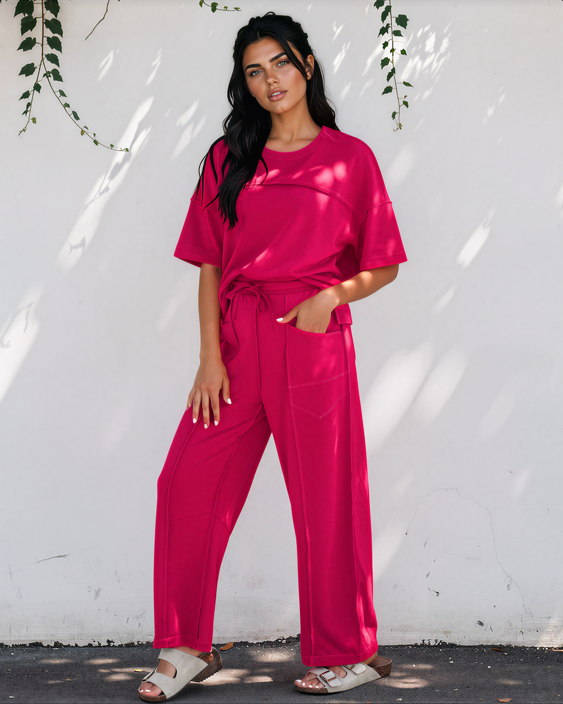 Drop Shoulder Boxy Tee and Barrel Pants Set