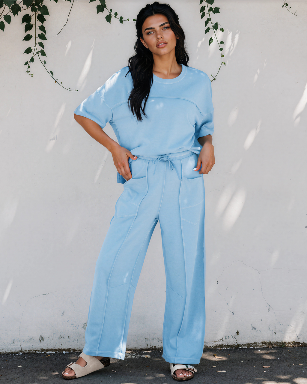 Drop Shoulder Boxy Tee and Barrel Pants Set