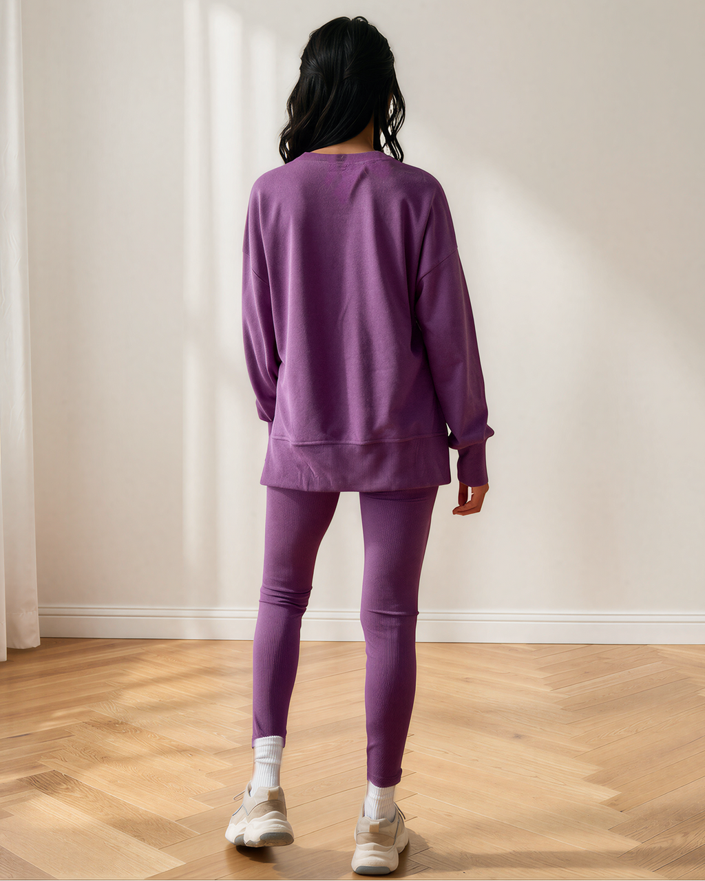 Remi Oversize Slit Sweatshirt Ribbed Leggings 2pcs Set