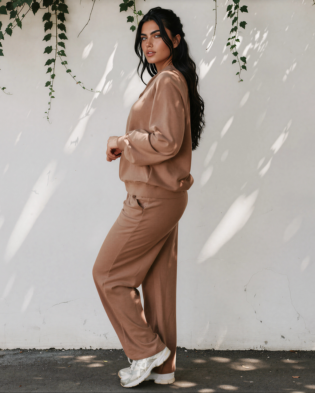 Addie V Neck Pullover and Drawstring Sweatpants Set