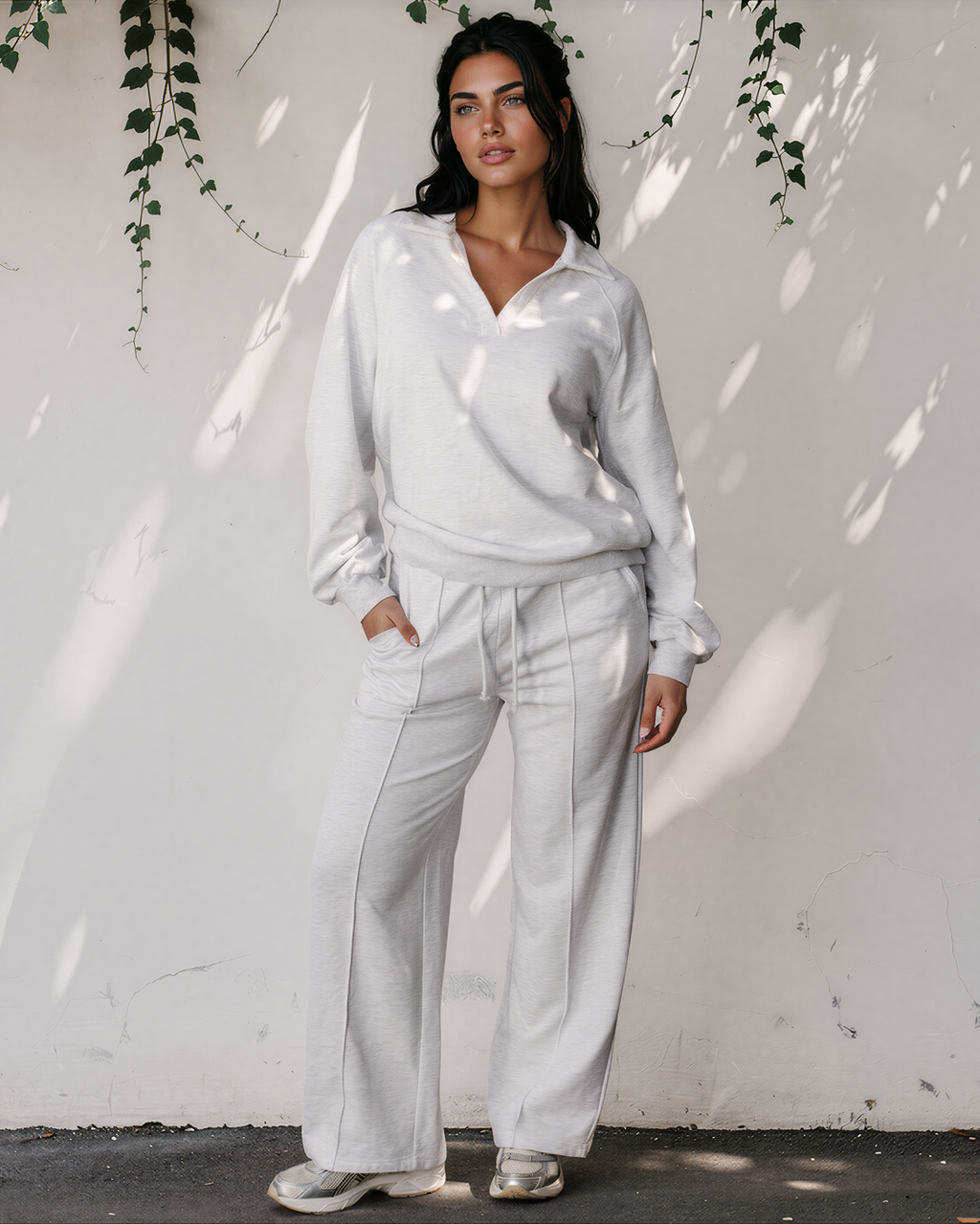 Addie V Neck Pullover and Drawstring Sweatpants Set