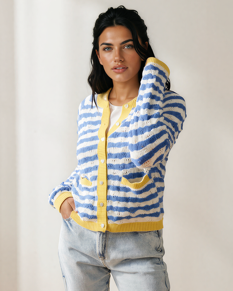 Olivia Striped Knit Cardigan
