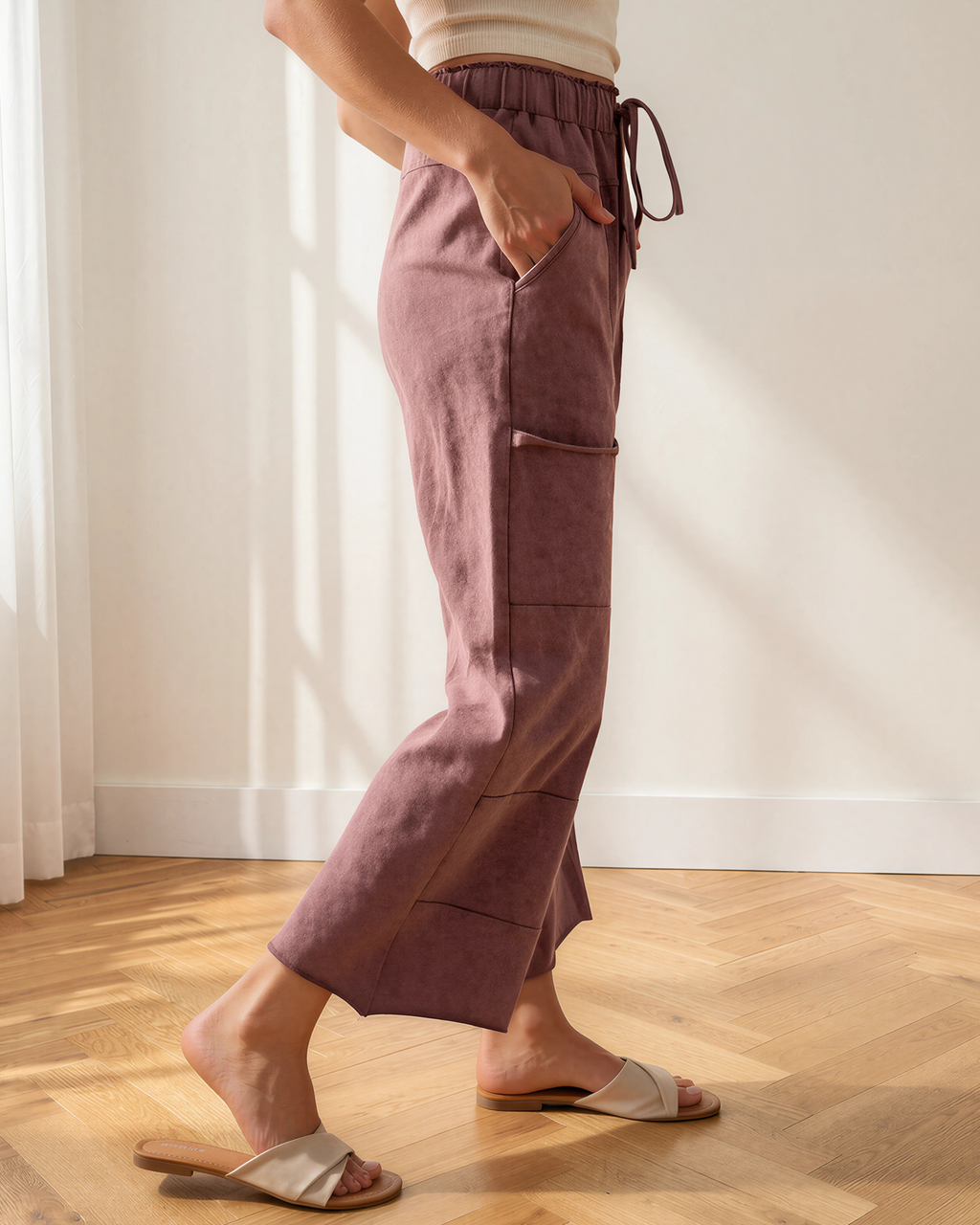 Teagan Mineral Wash Raw Hem Patched Pocket Pants