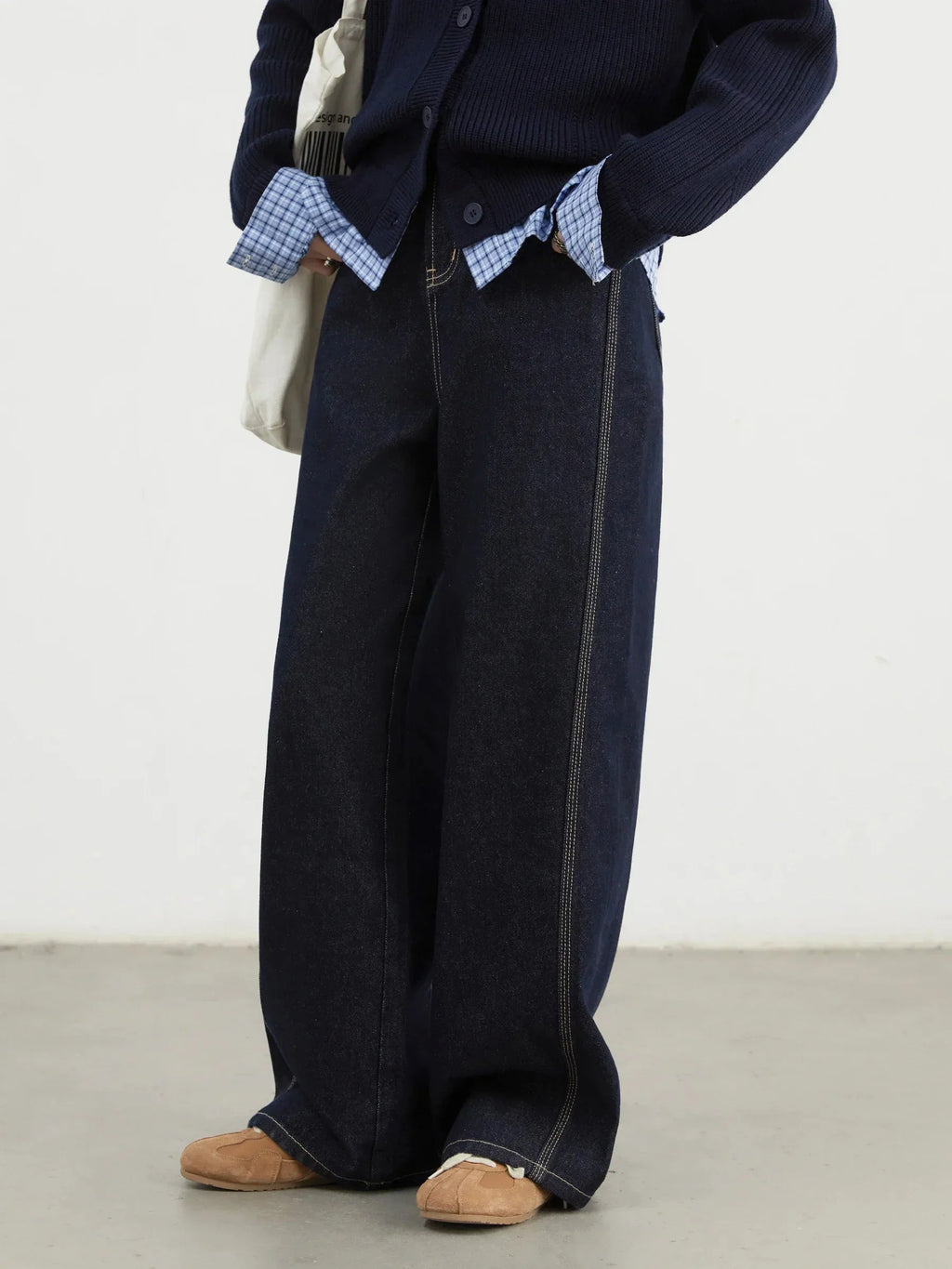 High-Waisted Wide Leg Jeans Loose Straight Denim