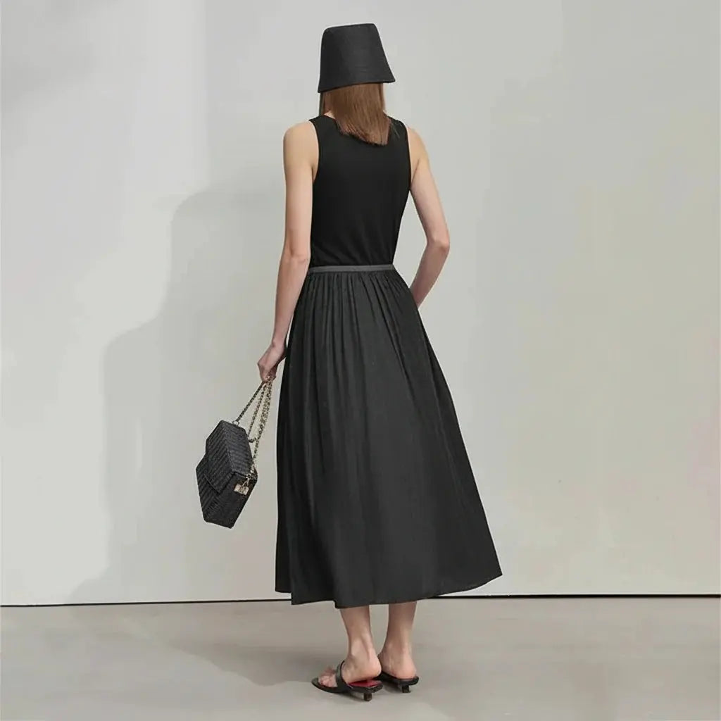 Casual Gray Splicing Slim Long Dress
