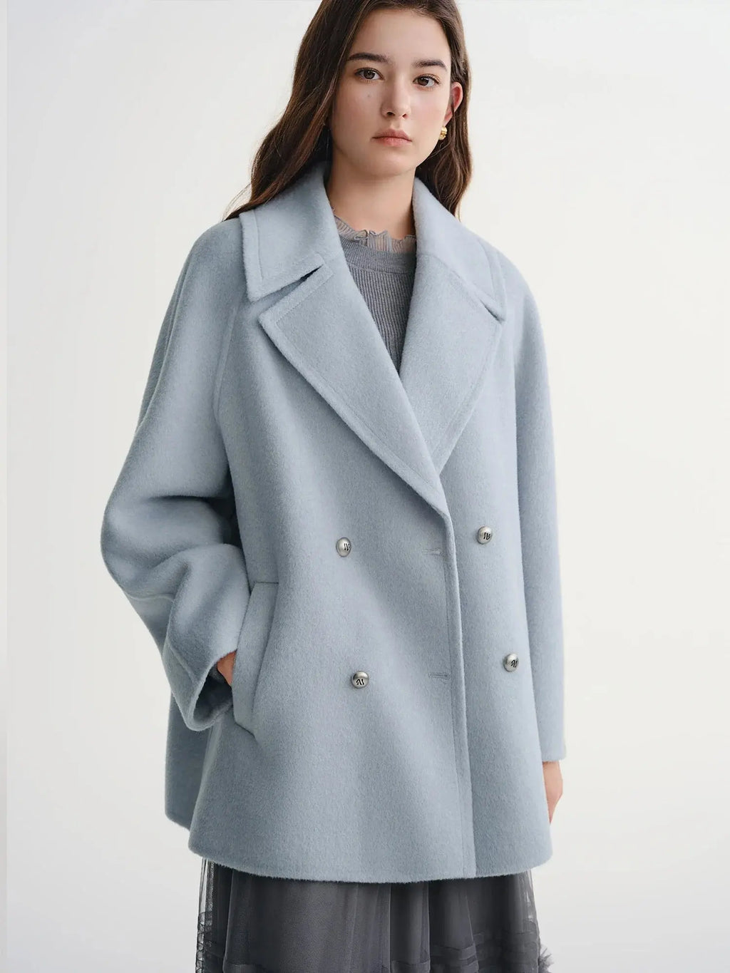 New Plus Size Wool Blend Short Coat for Women