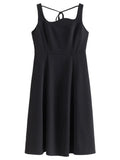 French Style Corrugated Collar Black Dress