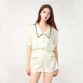 French Style Elegant Real Silk Women’s Pajama Set French Style