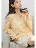 Mohair Hollow Knit Cardigan Loose Casual Short Jumper