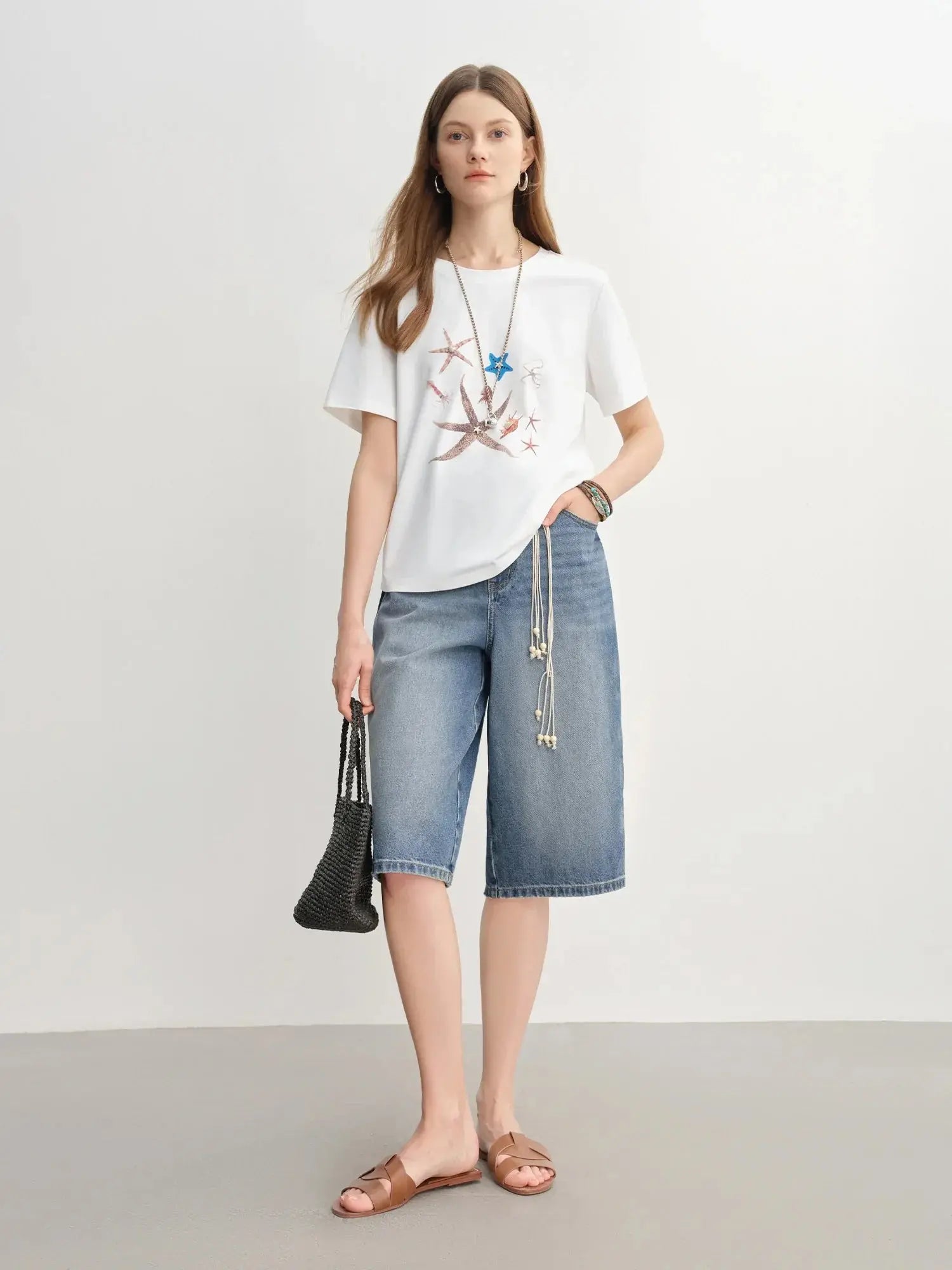 Women's Nautical Print Shell Tee Slim Fit