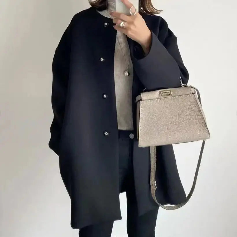 Elegant Wool Blend Mid-Length Coat