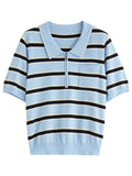 Structured Knit Top with Flattering Contrast Stripes