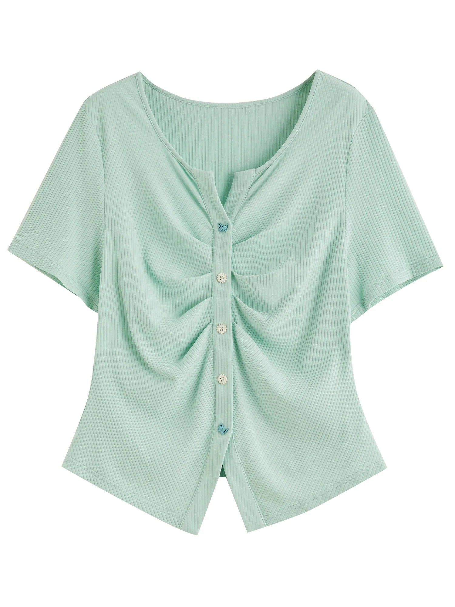 Plus Size High Elastic Knitted Tee Stylish Summer T-Shirt