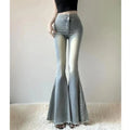 Fishtail Hem Denim Flare Pants