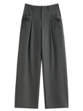 Spring Women's Pants High Waist Stripe Straight Leg Trousers