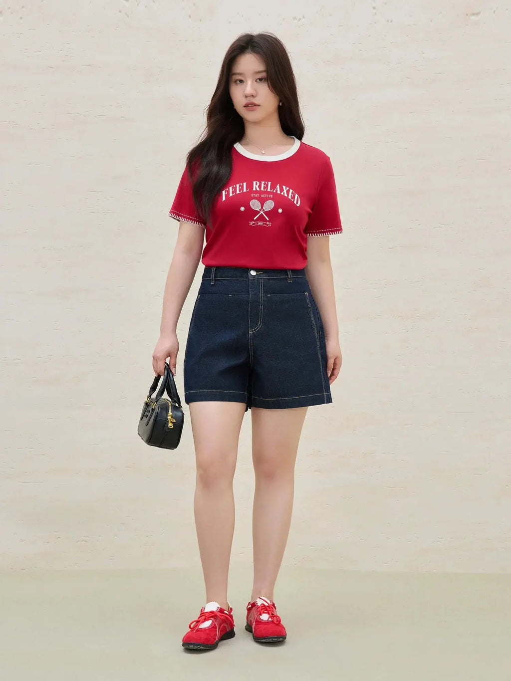 Women's Summer Contrast-Stitch Cotton Tee