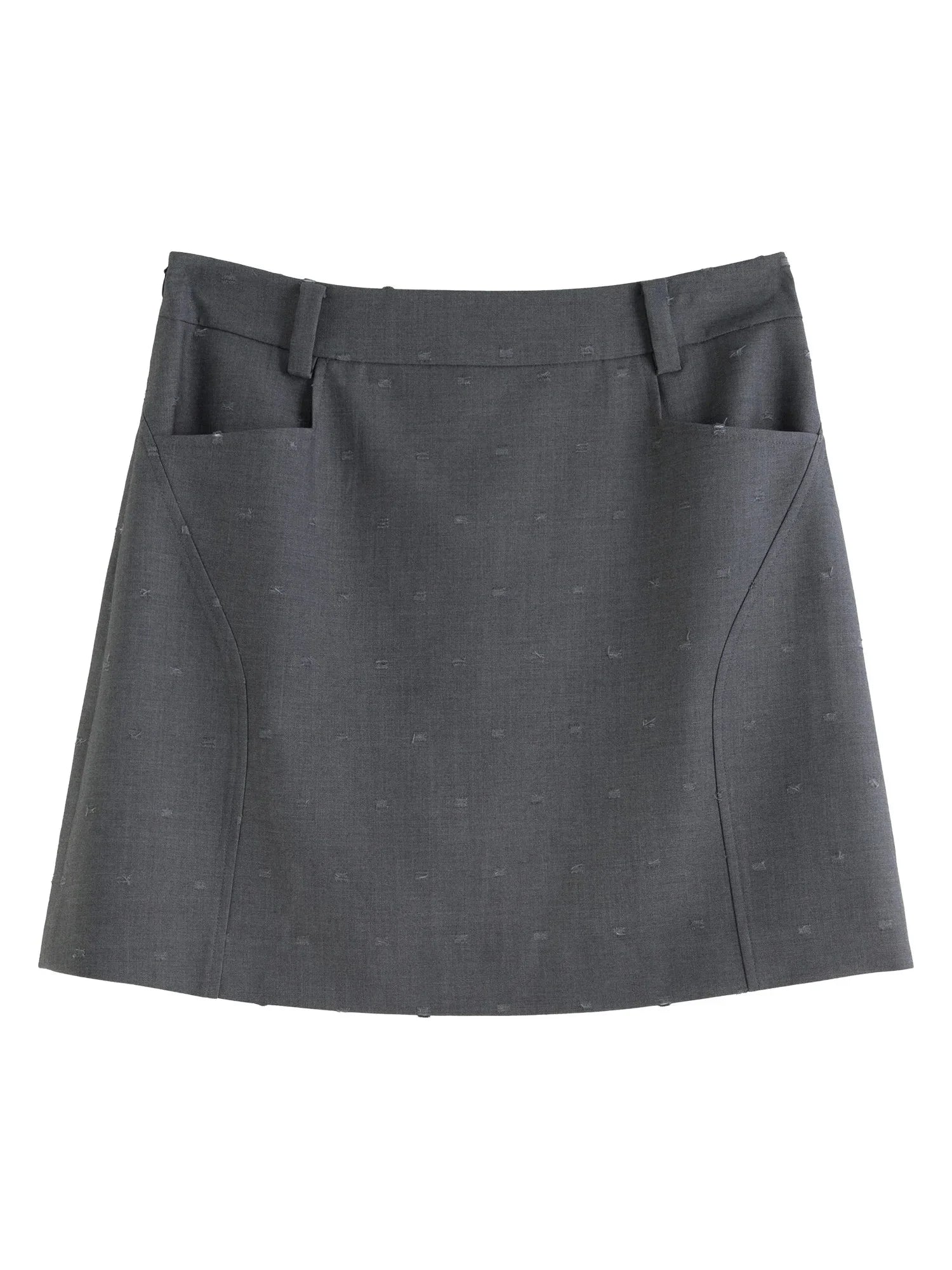 Plus Size High Waist Gray Skirt Elegant Spring Workwear