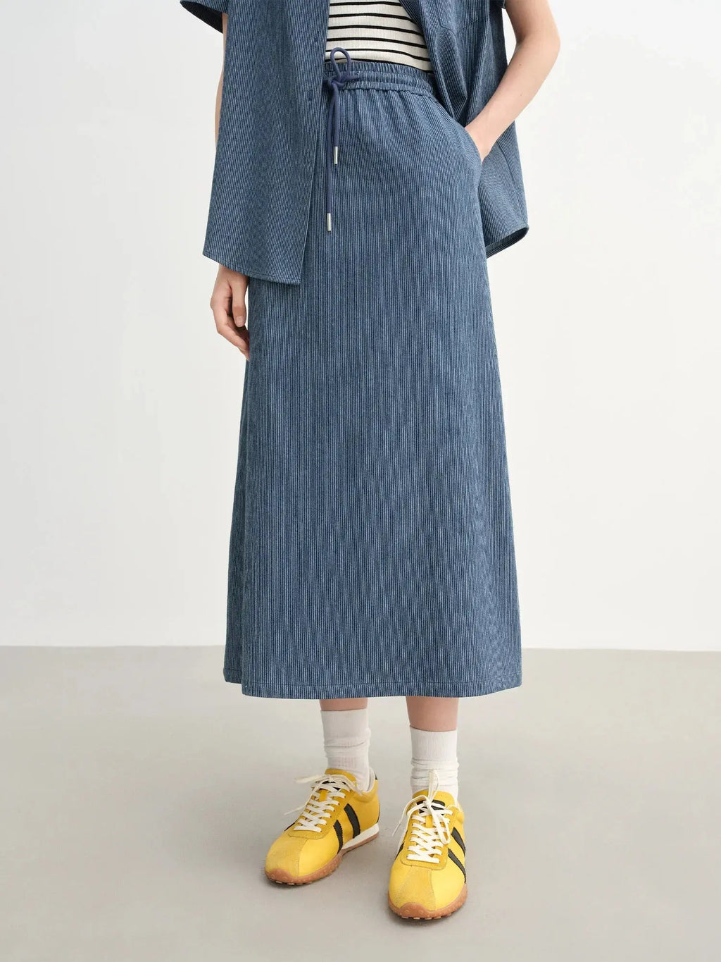 Women's Striped T-shirt and Skirt Set for Summer