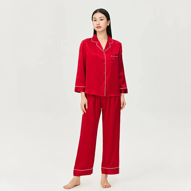 Women’s Mulberry Silk Pajama Set Long Sleeve Loungewear