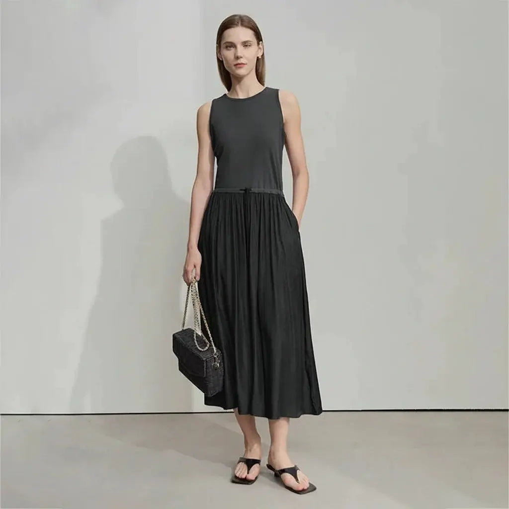 Casual Gray Splicing Slim Long Dress